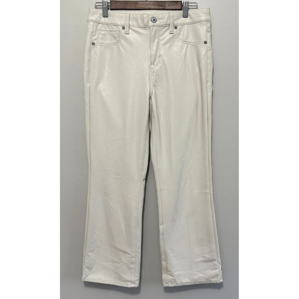 American Eagle White Faux Leather Curvy High Rise Straight Leg Pants Size 6 NWT